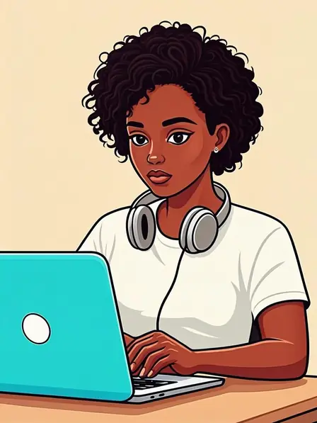 Illustration of Nangula, a freelance designer in Windhoek