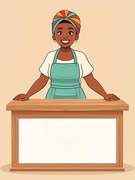 Illustration of Sanna, a shop owner in Swakopmund