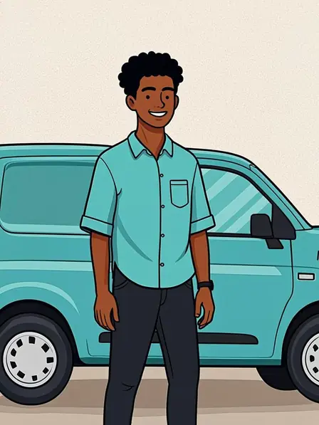 Illustration of Tangeni, a transport operator in Walvis Bay
