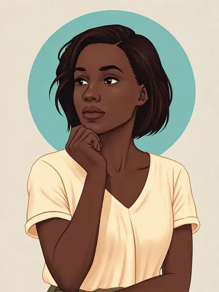 Illustration of a woman thinking a question through carefully